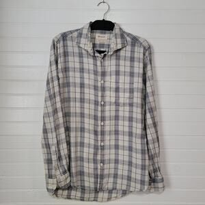 Borgo 28 Mens Button Up Shirt Size Medium Flannel Plaid Italy Long Sleeve Cotton